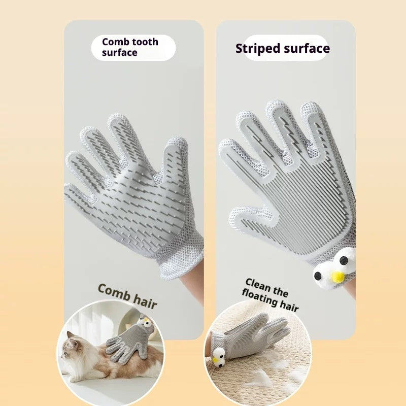 Pet Grooming Gloves – Multi-Finger Deshedding Mitt for Cats & Dogs, Wet or Dry Use with Massage Function