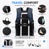 Expandable 15.6" Laptop Backpack – 12L–22L Business & Travel Bag with USB-C & USB-A Charging Ports