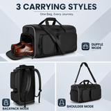 50L Convertible Garment Duffel Backpack with Shoe Compartment