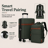 Green 3-Piece Carry-On Luggage Set with Backpack & Toiletry Bag