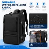 35L Expandable Carry-On Travel Backpack with 17.3-Inch Laptop Compartment – Black