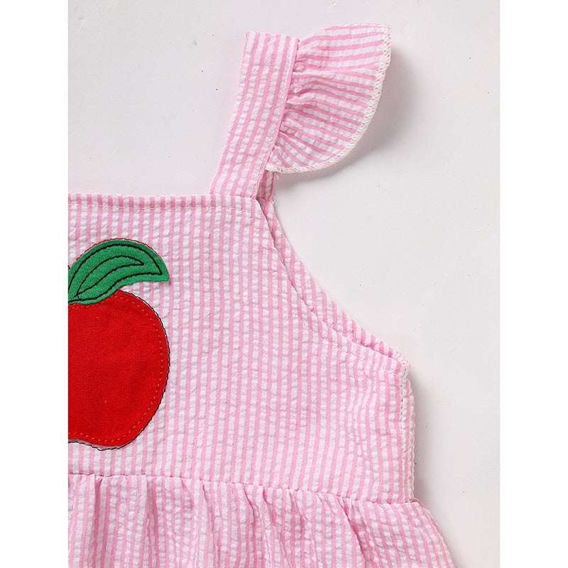 Kids Baby Girl Back to School Outfit – Summer Ruffle Sleeve Applique Top & Shorts Set, Cute First Day of School Clothes for Girls
