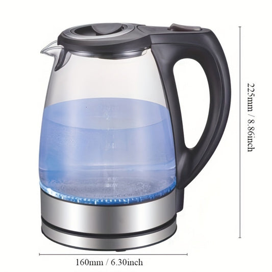 1.7L Glass Electric Kettle with Stainless Steel Filter & Inner Lid