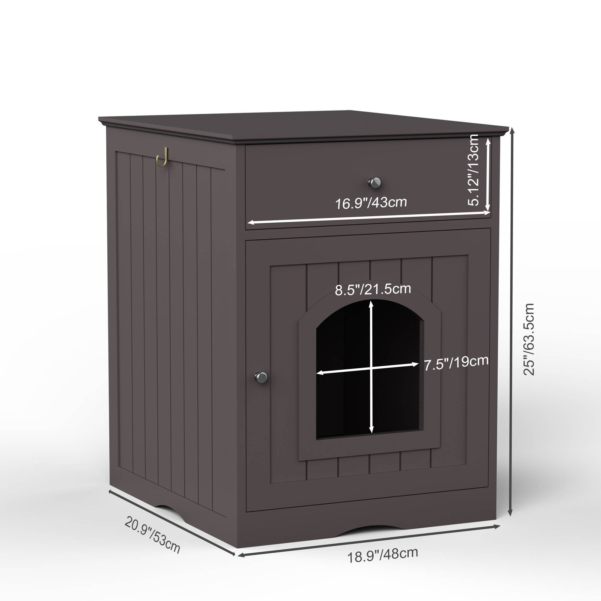 Wooden Pet House Cat Litter Box Enclosure with Drawer – Indoor Cat Crate & Side Table Furniture Design