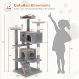 54" Cat Tree Tower – Multi-Level Activity Center with Sisal Scratching Posts, Plush Toys, Ladder & Resting Platforms