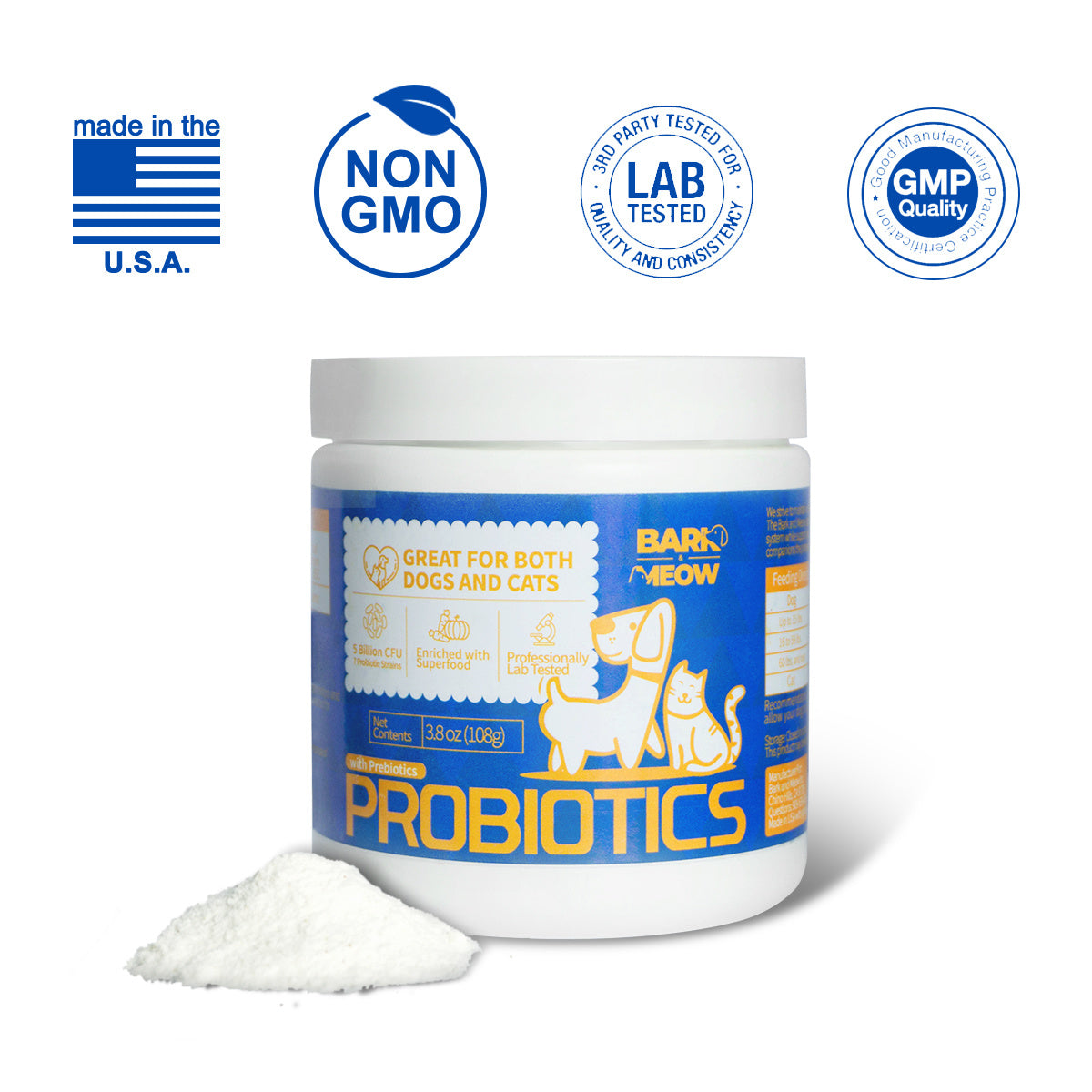Bark and Meow Probiotics for Dogs & Cats – 7 Tailored Strains with Prebiotics, Pumpkin & Carrot