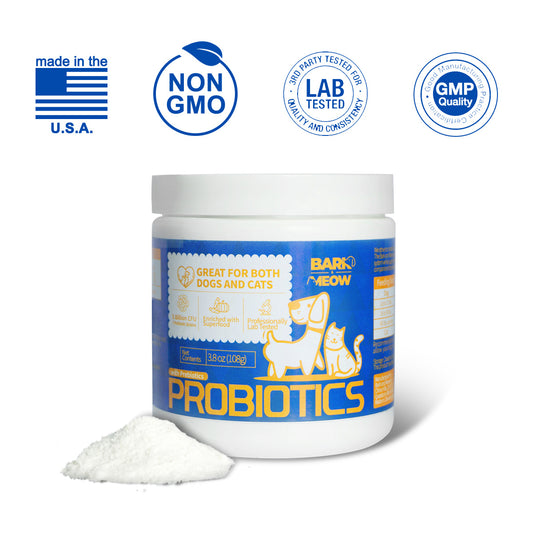 Bark and Meow Probiotics for Dogs & Cats – 7 Tailored Strains with Prebiotics, Pumpkin & Carrot