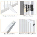 27.6″ Tall 4-Panel Freestanding Wooden Pet Gate – Foldable Safety Fence with Support Feet