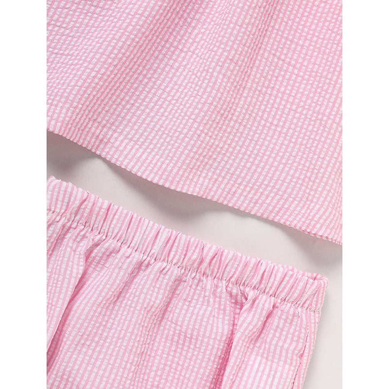 Kids Baby Girl Back to School Outfit – Summer Ruffle Sleeve Applique Top & Shorts Set, Cute First Day of School Clothes for Girls
