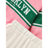 Toddler Girls 2-Piece Outfit – Colorblock Letter Graphic Sweatshirt & Pleated Skirt Set