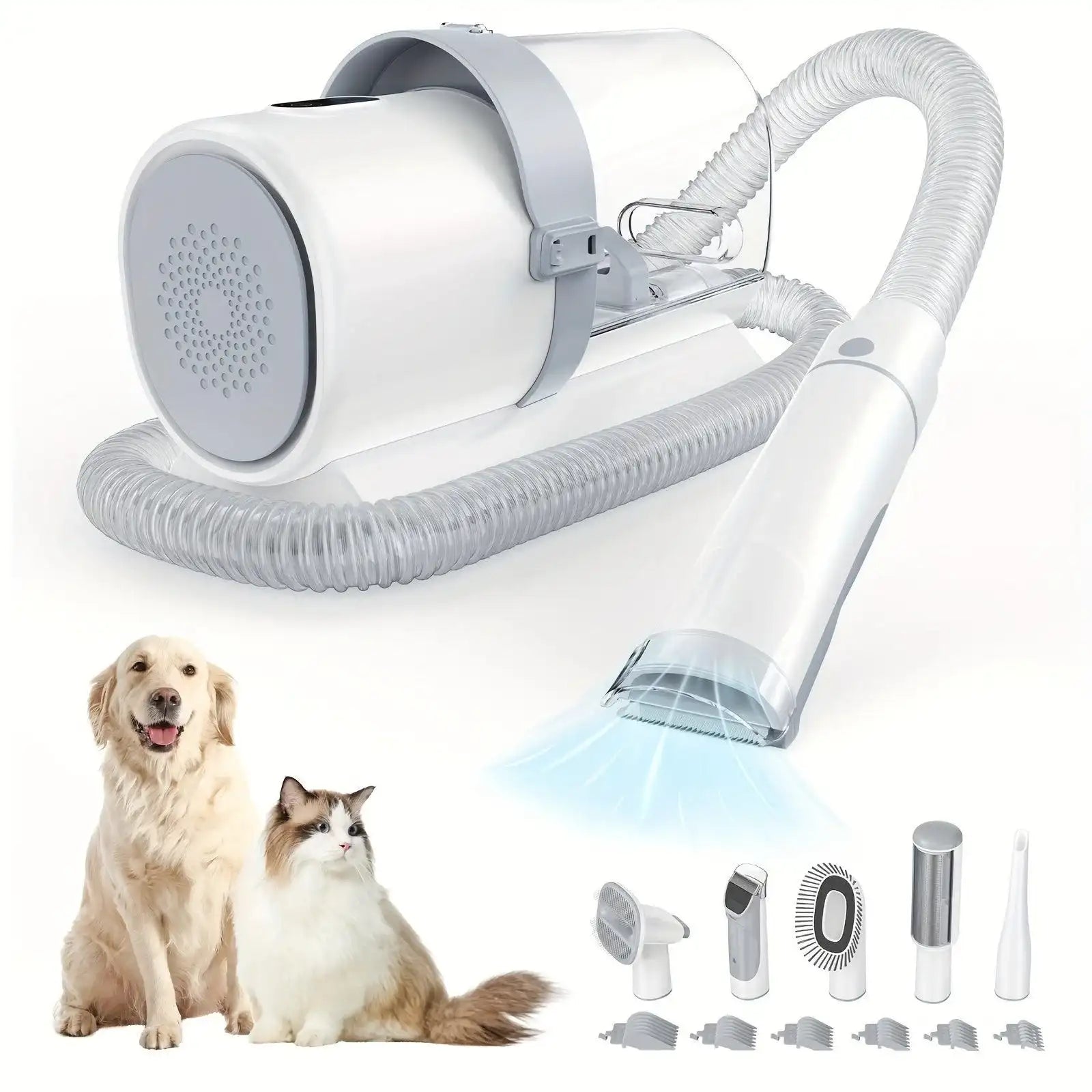 5 in 1 Pet Grooming Vacuum Kit with Strong Suction & Clippers for Dogs & Cats - PulinGO