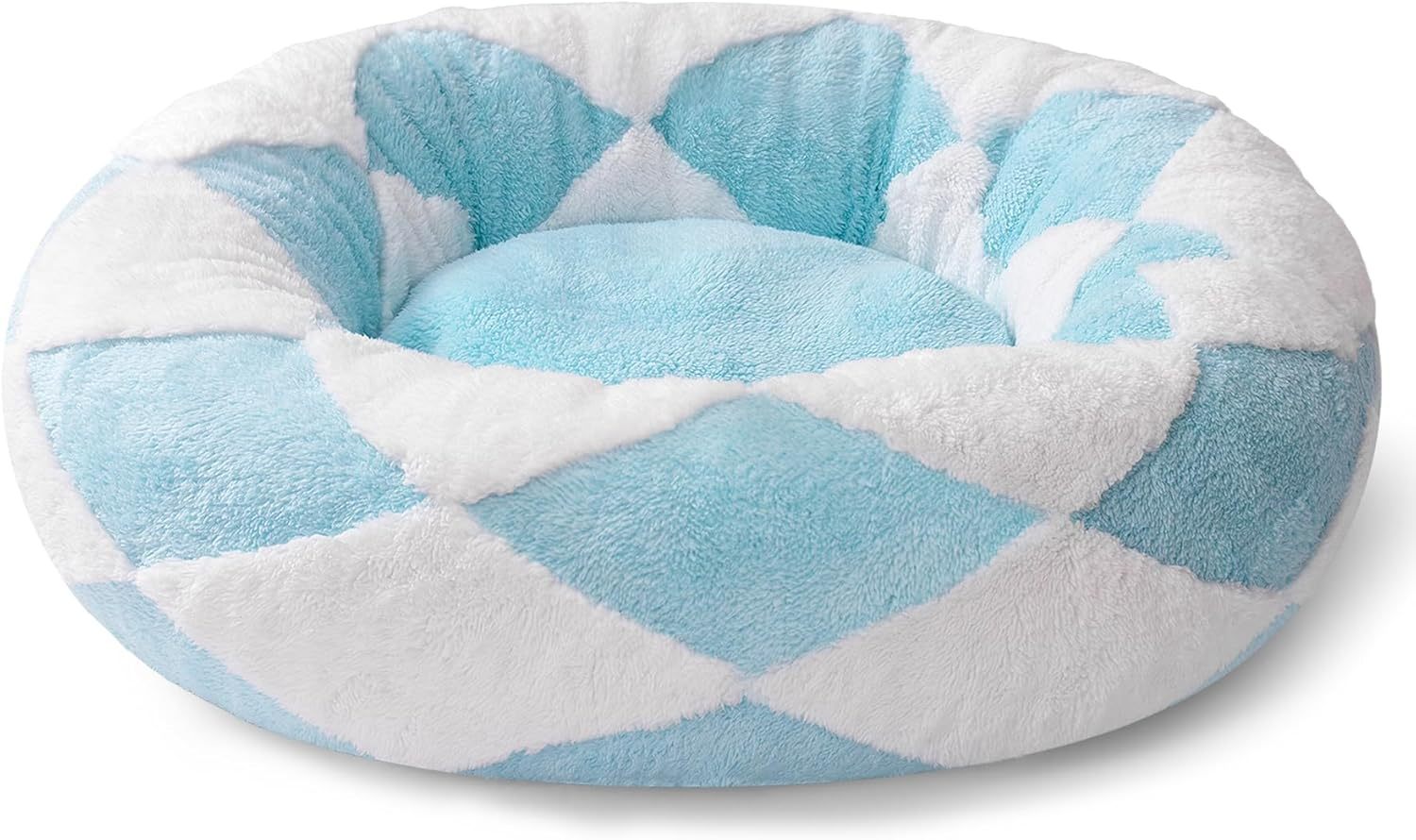 Mewoofun Donut Cat Bed – 23" Round Washable Plush Calming Pet Bed with Jacquard Shaggy Fabric & Non-Slip Bottom