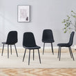 Luxury Simple Chair – Set of 4, Black Linen-Cotton Upholstered with Black Metal Legs