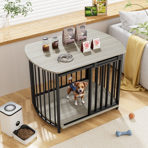31.5" Wooden Furniture-Style Dog Crate – Double Door Indoor Kennel & End Table