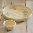 Handcrafted Ceramic Chip & Dip Bowl – Elegant Snack Serving Dish with Dip Compartment