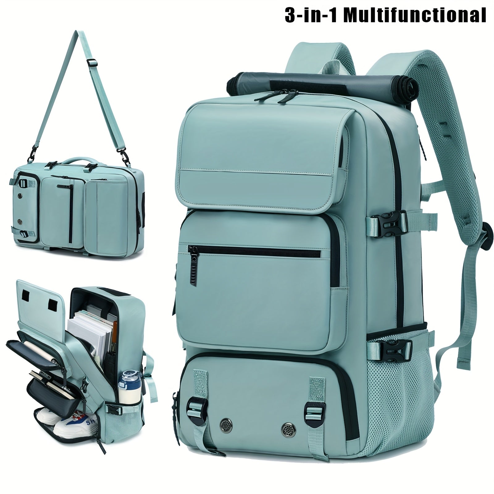 2025 New Multi-Functional 16″ Laptop Travel & Business Backpack for Men & Women – Large Capacity with Shoe Pocket & Crossbody Straps 🎒