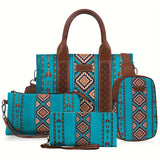 4PCS Women’s Purse Tote Set 💼 Retro Work Satchel + Lightweight Boho Chic Everyday Bags (Green)
