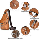 Premium PU Leather Vintage Style Chest Bag – Spacious Multi-Compartment Crossbody with Waterproof Design for Men