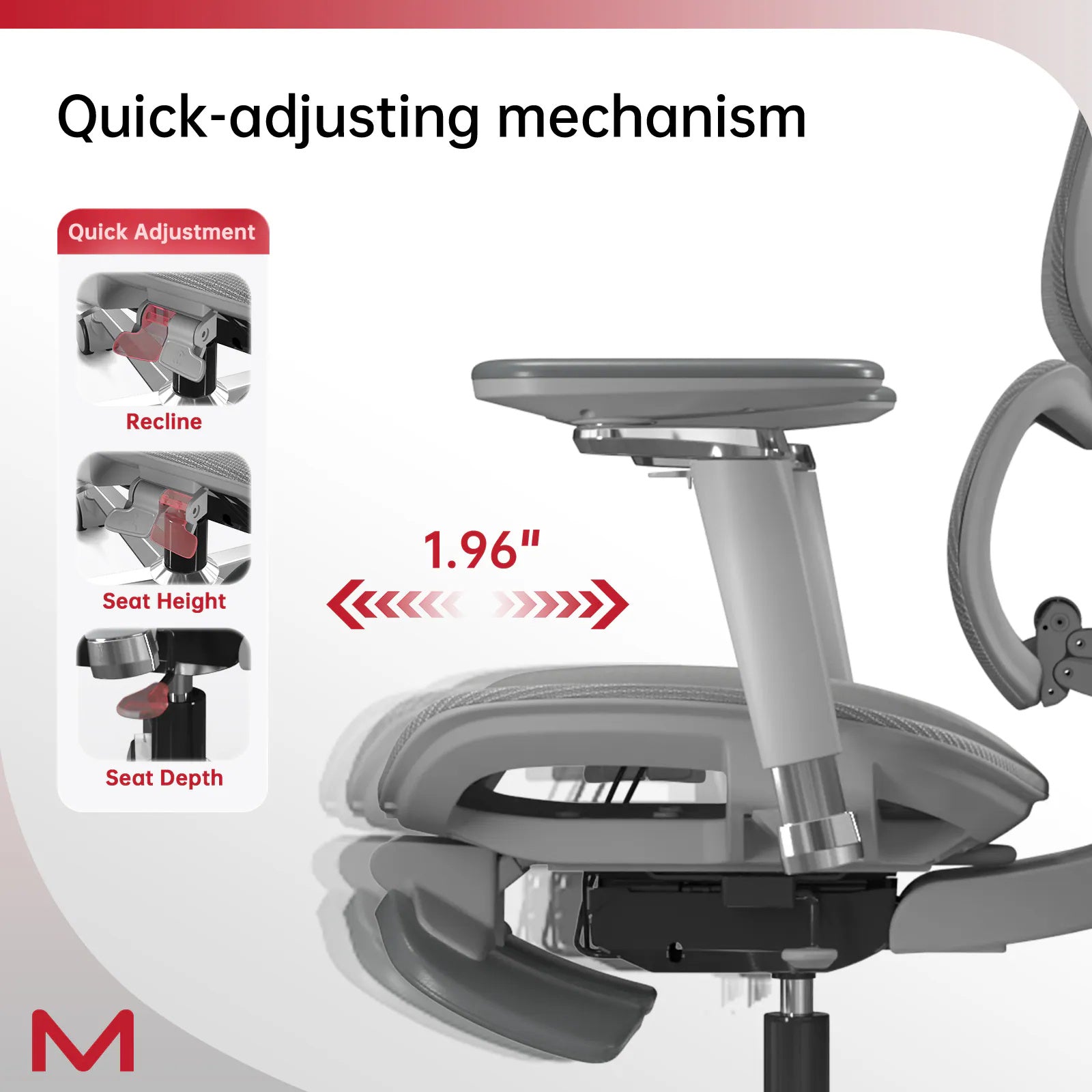 D2 Pro Ergonomic Office Chair with Footrest - High-Back Mesh Computer Chair with Adaptive Lumbar Support