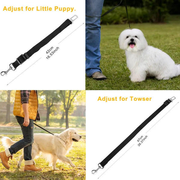 Pack of 2 Adjustable Pet Seat Belt Leash Straps – Safe Car Restraint for Dogs & Cats, No-Tangle Design