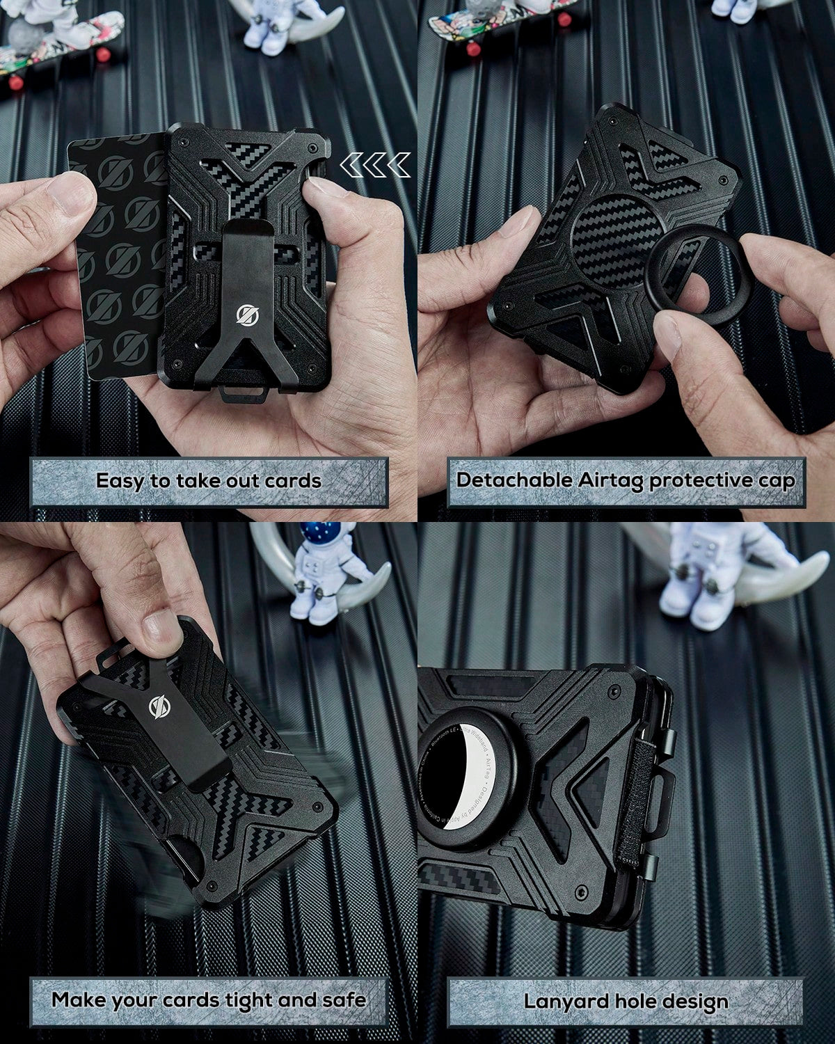 Slim Tactical Wallet with AirTag Holder & RFID Protection
