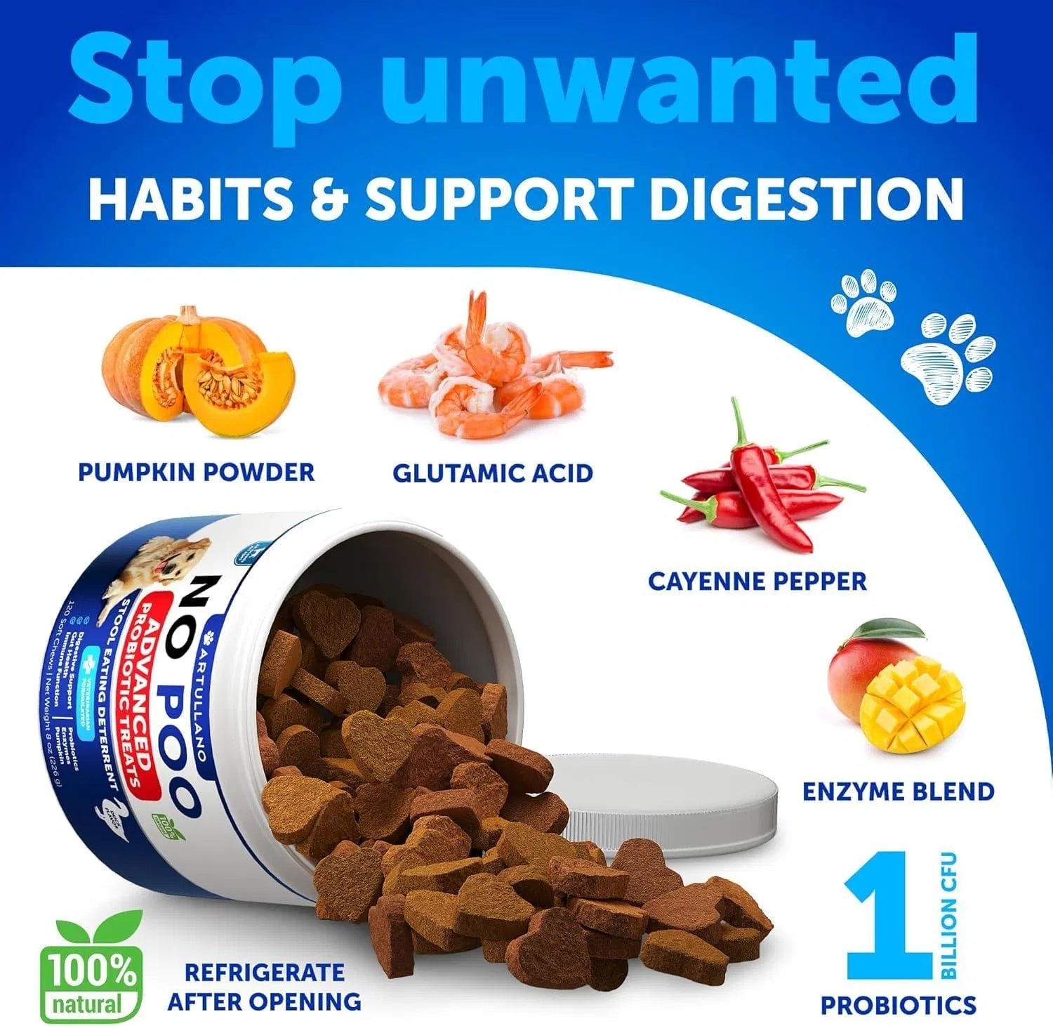 No Poo Chews for Dogs – Coprophagia Stool Eating Deterrent with Probiotics, Enzymes & Digestive Support Supplement