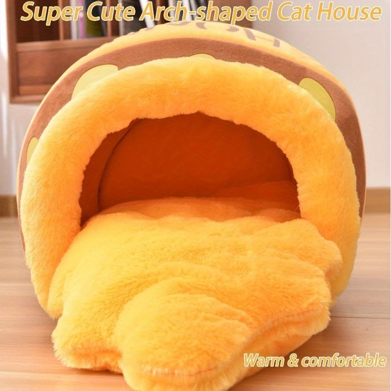 Honey Pot Cat Cave Bed – Indoor Cat Nest with Removable Cushion, Thick Sponge & Washable Cozy Bed for Small Pets