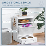Pet Feeder Station with Lockers – Concealed Feeding Station with Storage & Stainless Steel Bowls for Dogs & Cats