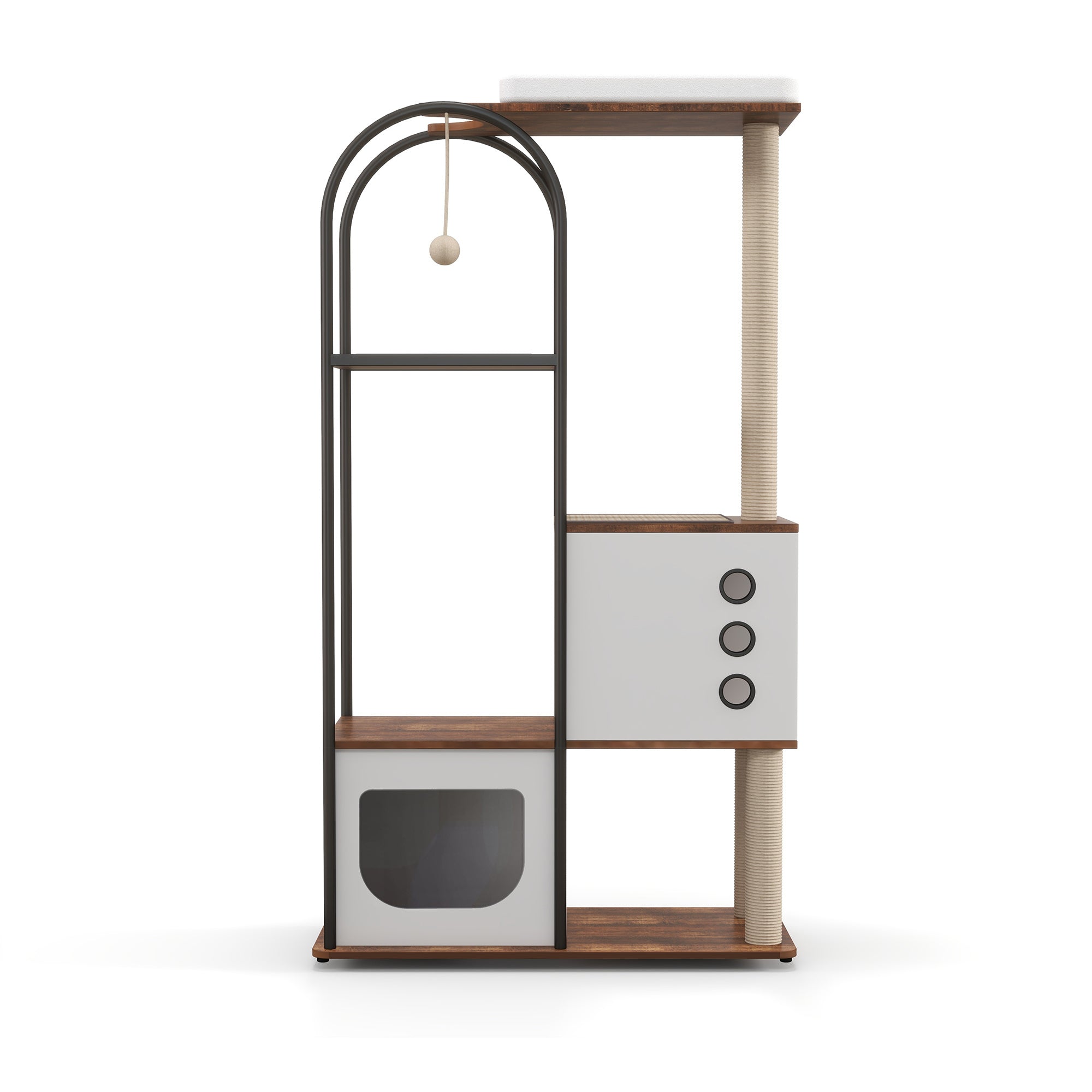 Modern Multi-Level Cat Condo with Cave, Perch & Dual Scratching Posts