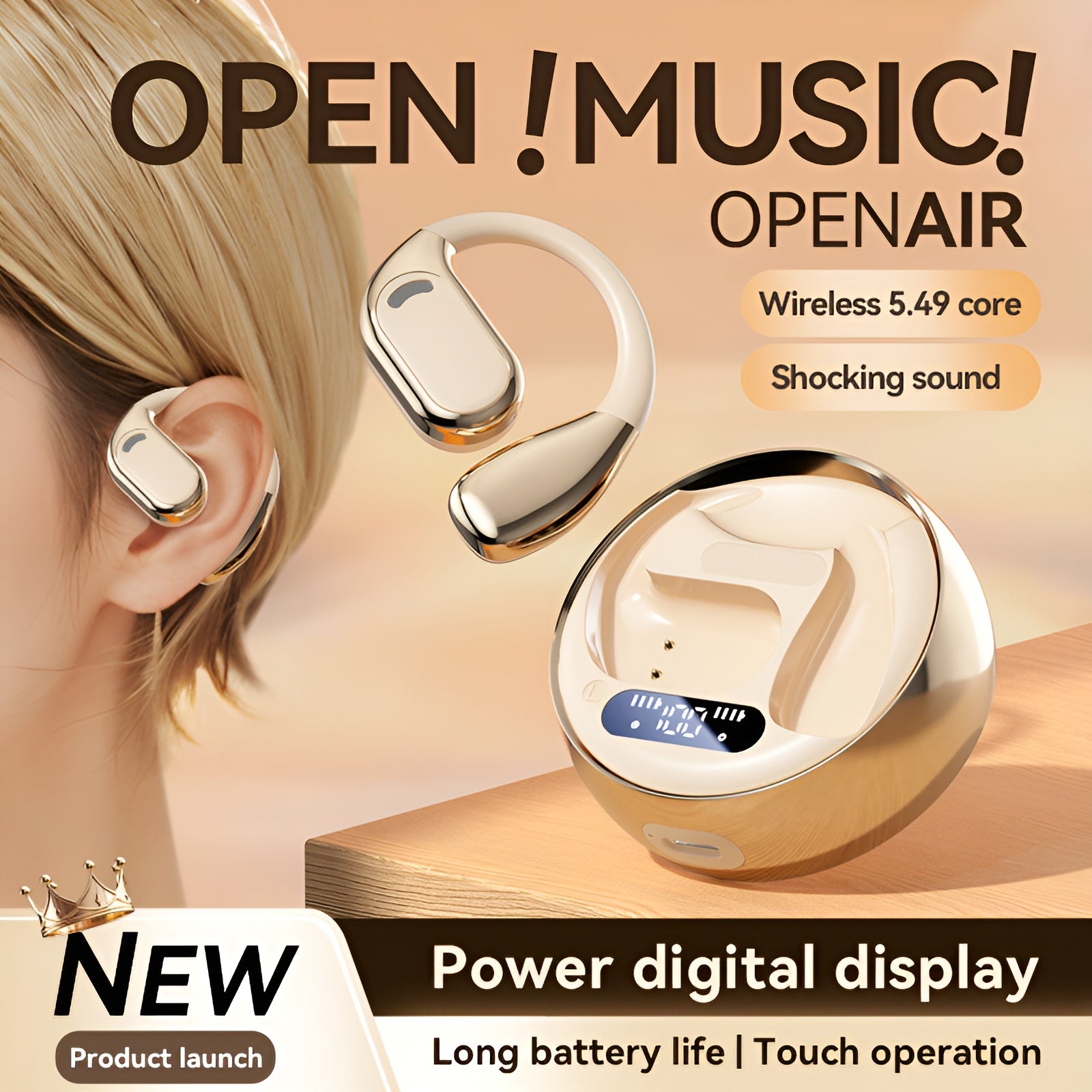 Lightweight Open-Ear Wireless Earphones with Noise Cancelling