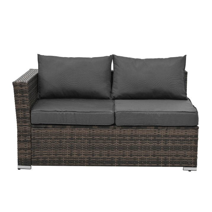 4-Piece Outdoor PE Wicker Furniture Set – Corner Sofas, Ottoman & Tempered Glass Coffee Table