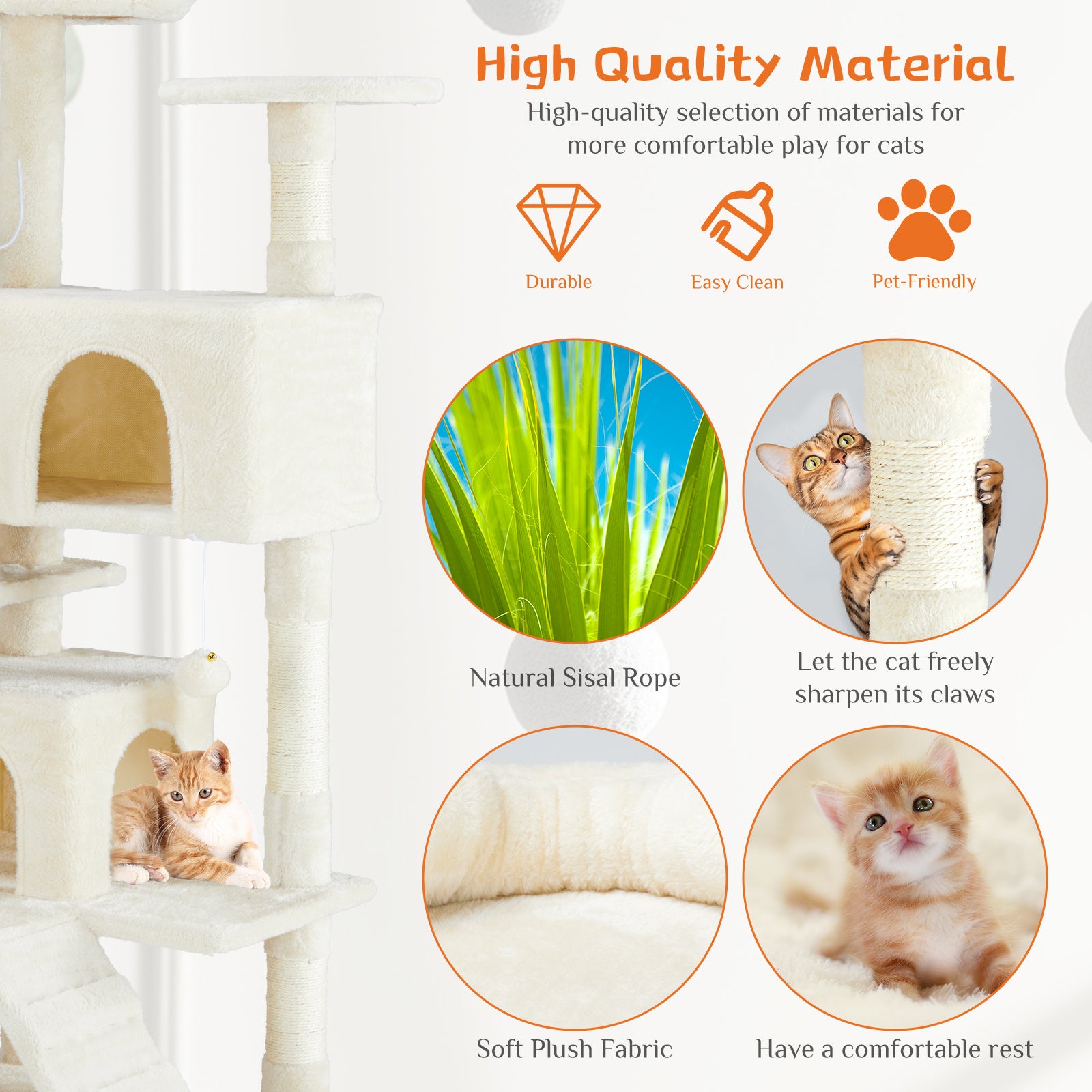 Multi-Functional Cat Treehouse – Cat Climbing Frame with Condo, Platforms, Scratching Posts & Cozy Resting Areas for Indoor Cats