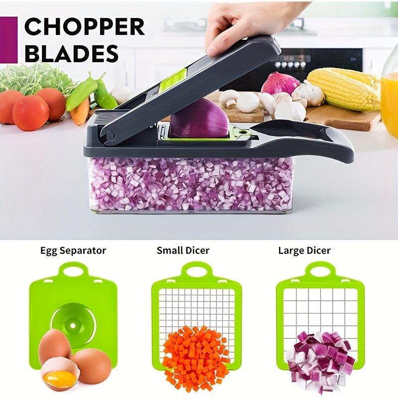 16-in-1 Vegetable Chopper Set – Multi-Blade Slicer with Container & Peeler - PulinGO