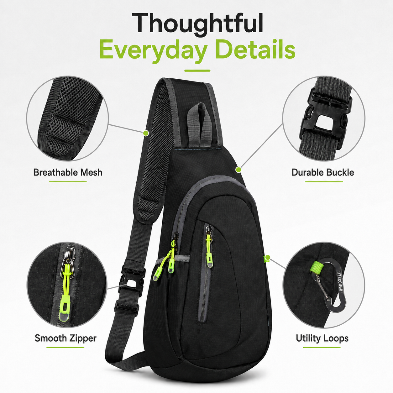 Lightweight Crossbody Sling Bag – Compact Travel Chest Pack with Smart Storage