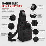 1000D Tactical Sling Bag with MOLLE Webbing – Compact Crossbody Chest Pack for Everyday Carry & Outdoor Use, Black