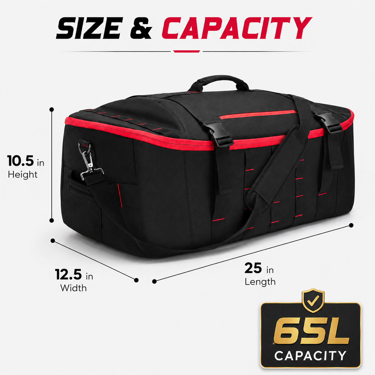 65L Tactical Duffle Backpack – Large Water-Resistant Travel & Gym Bag