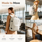 Women’s Flight-Ready Carry-On Backpack with Shoe Compartment & Wet Pocket – Beige