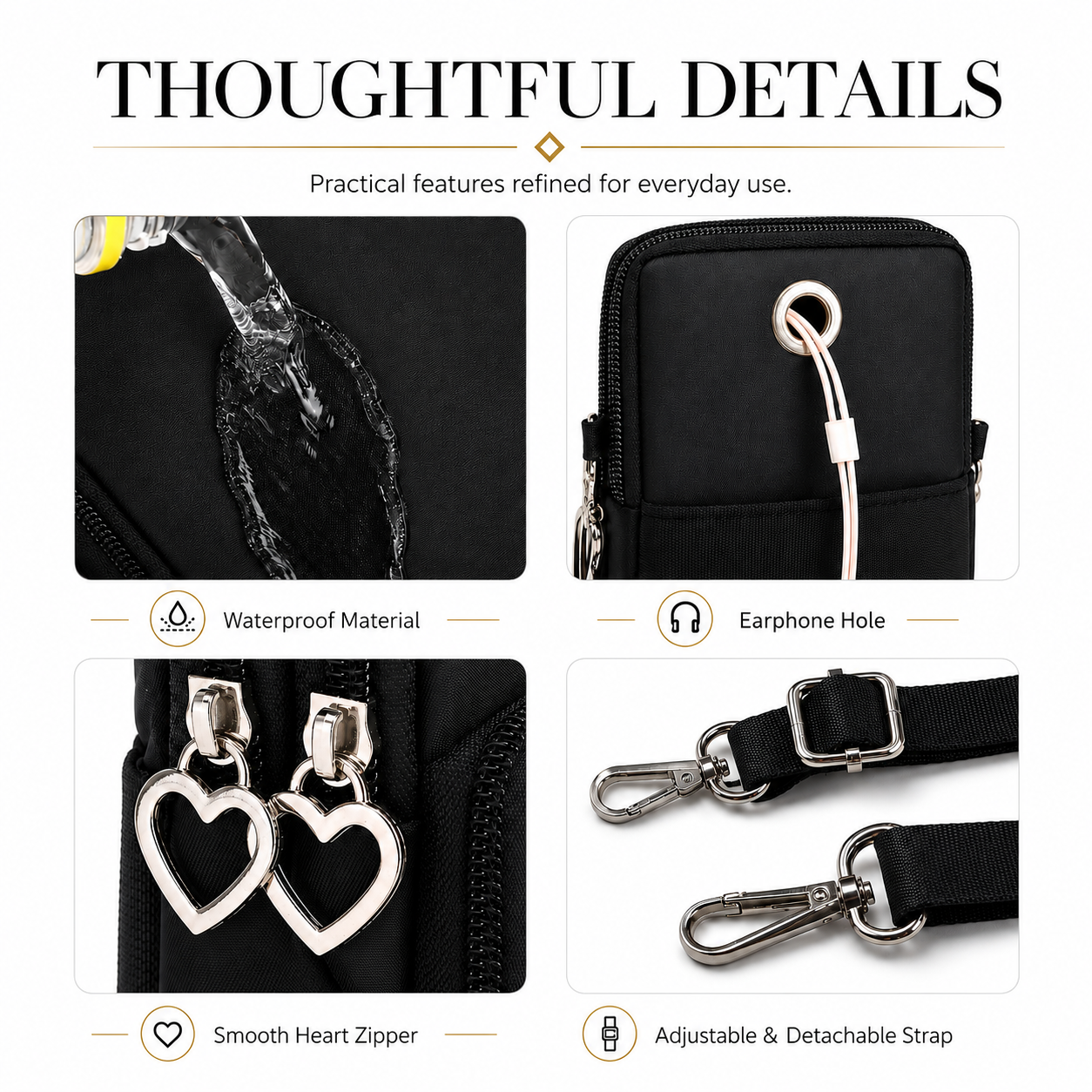 Compact Nylon Crossbody Phone Bag for Women – Lightweight Mini Purse with Adjustable Strap