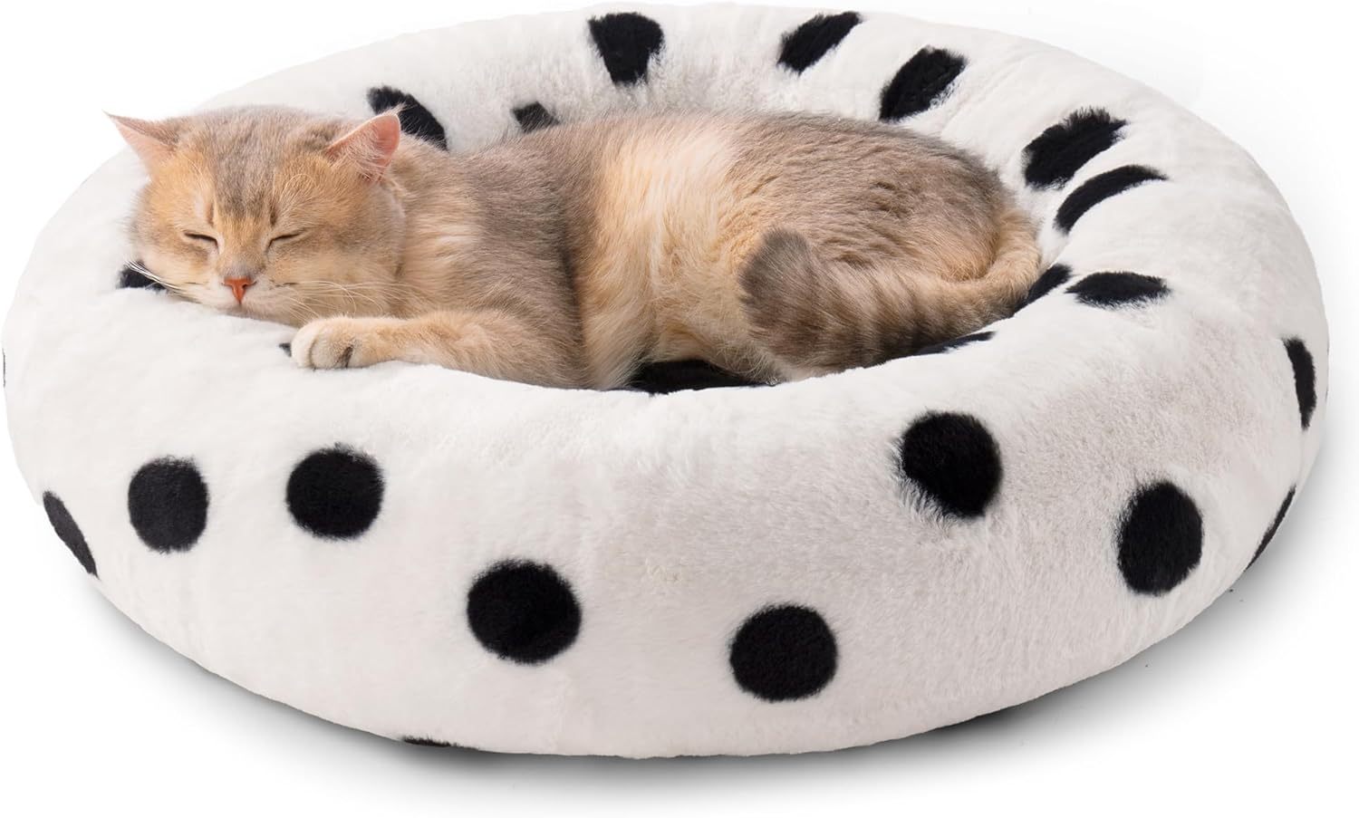 Mewoofun Donut Cat Bed – 23" Round Washable Plush Fluffy Pet Bed with Non-Slip Bottom for Cats, Puppies & Small Dogs