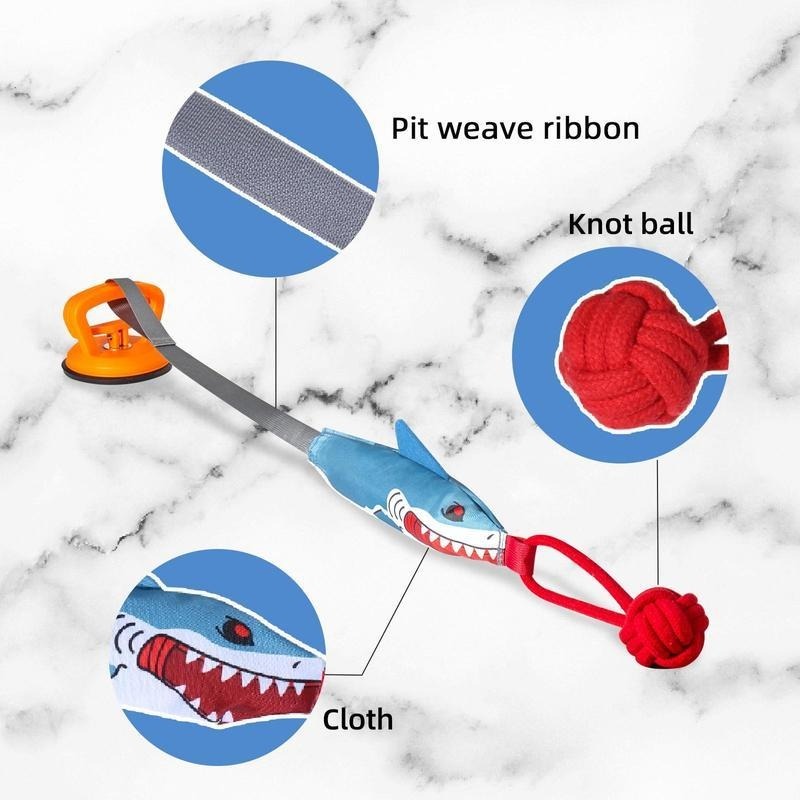 Prokel Shark Shaped Pet Toy – Interactive Suction Cup Rope Ball with Squeaky Chew Function for Dogs & Cats, Training & Play