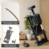 Dark Grey Multi-Level Cat Tree – Scratching Posts, Cozy Houses & Hanging Toys - PulinGO