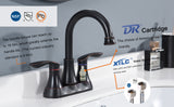 2‑Handle 4‑Inch Oil Rubbed Bronze Bathroom Faucet – Elegant Centerset Design with Pop‑Up Drain & Hoses