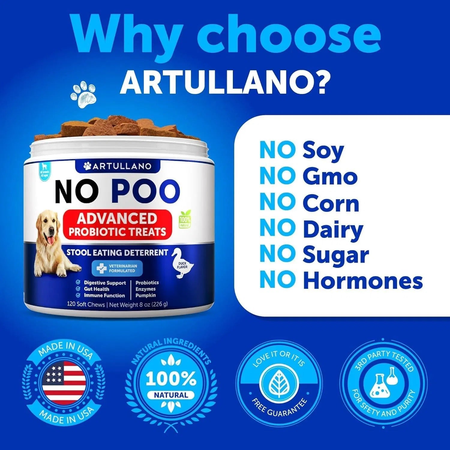No Poo Chews for Dogs – Coprophagia Stool Eating Deterrent with Probiotics, Enzymes & Digestive Support Supplement
