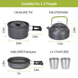 12-Piece Aluminum Camping Cookware Set – Pot, Kettle, Pan & Utensils with Storage Bags for Hiking & Picnics