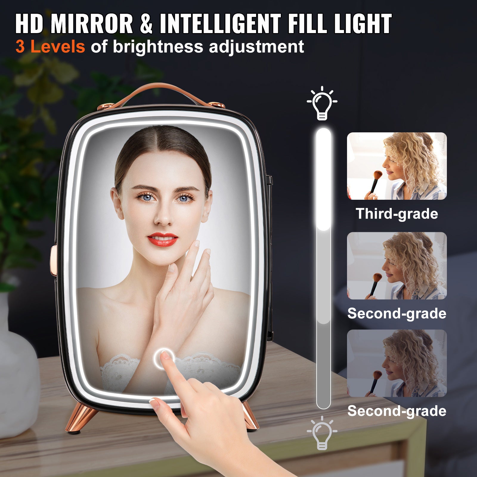 VEVOR 6L Skincare Fridge with LED Mirror Door - Portable Mini Fridge for Cosmetics, Food & Drinks