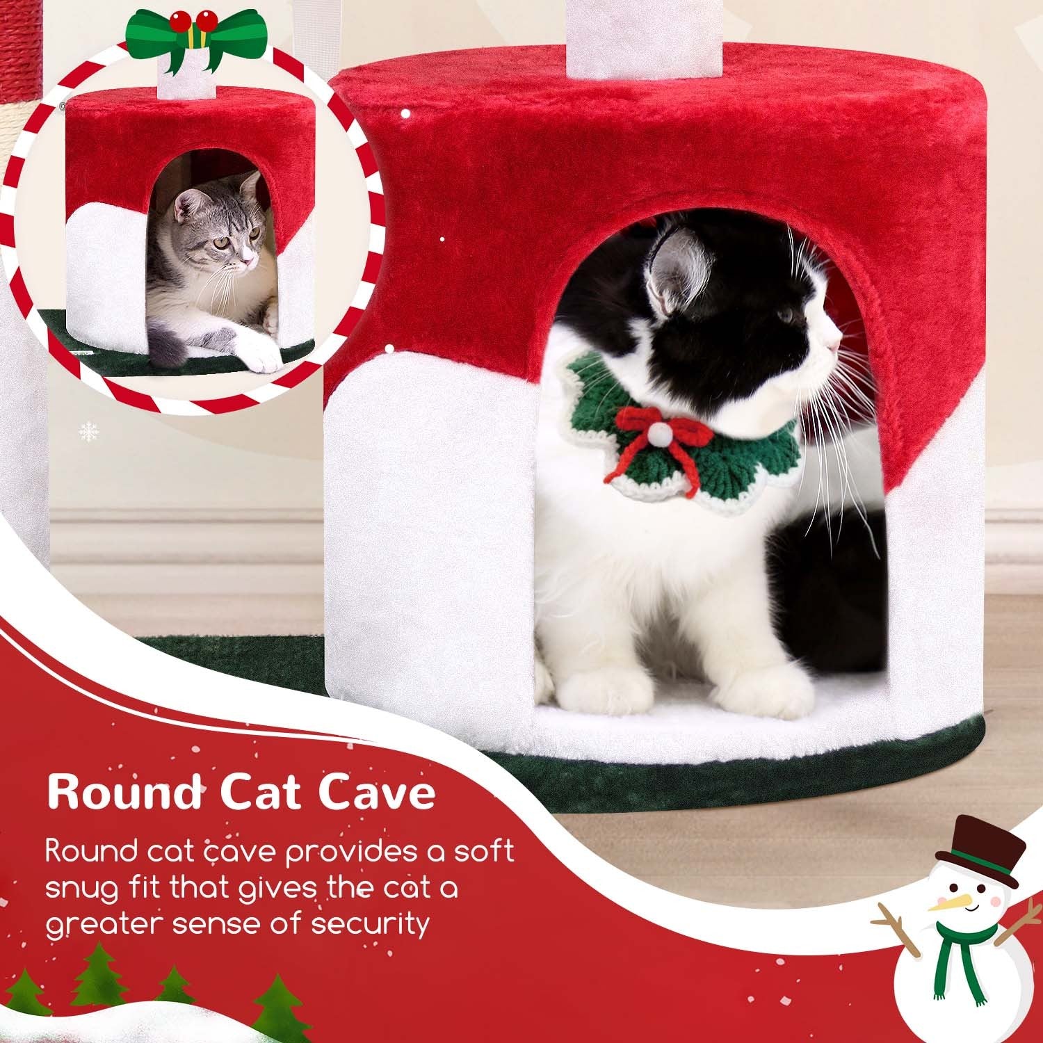33″ Christmas-Style Cat Climbing Frame – Festive Multi-Level Tower with Scratching Posts & Hammock