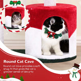 33″ Christmas-Style Cat Climbing Frame – Festive Multi-Level Tower with Scratching Posts & Hammock