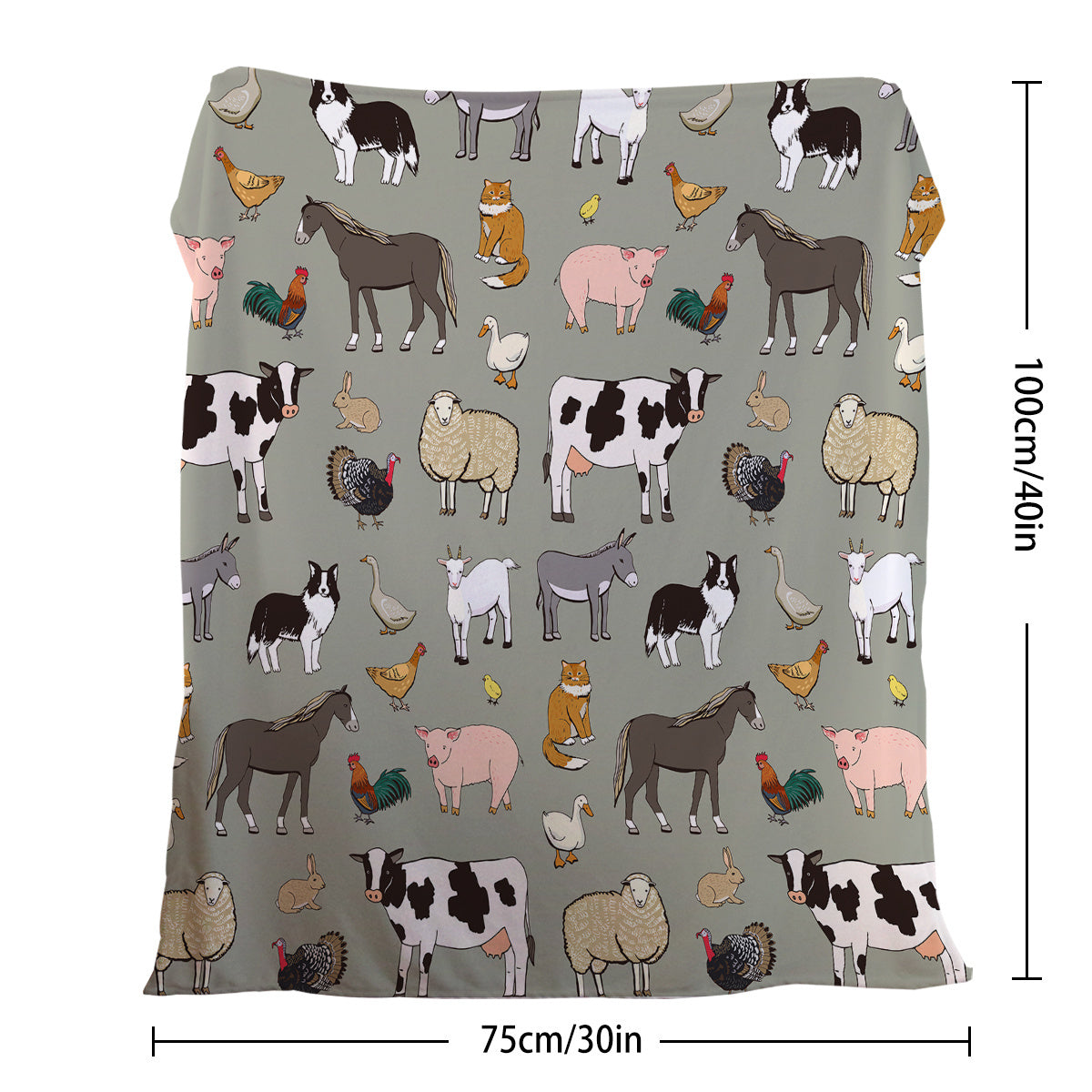 Various Animals Flannel Velvet Blanket – Soft Pig & Horse Print, Lightweight & Durable Throw for Home, Travel & Gift (75×100 cm · 130×150 cm · 150×200 cm)