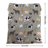 Various Animals Flannel Velvet Blanket – Soft Pig & Horse Print, Lightweight & Durable Throw for Home, Travel & Gift (75×100 cm · 130×150 cm · 150×200 cm)