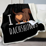 3D Printed Reversible Wiener Dog Fleece Blanket – Reversible Sherpa & Plush Throw, 50″ × 60″